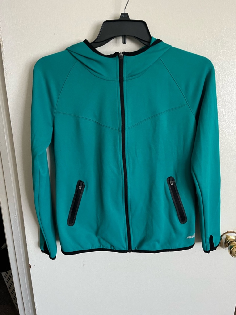 Avia Teal Hooded Zip-Up Utility Jacket with Black Trim